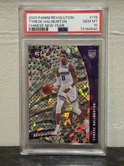 TYRESE HALIBURTON 2020 PANINI REVOLUTION #116 CHINESE NEW YEAR ROOKIE RC PSA 10 - Image 1