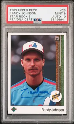 1989 UD STAR RC #25 RANDY JOHNSON ROOKIE RC PSA 9 AUTO 10 - Image 1