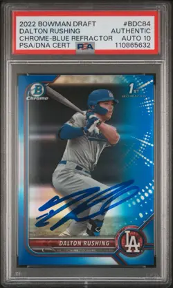 Dalton Rushing 2022 Bowman Chrome AUTO PSA 10 GEM /150 TRUE BLUE REFRACTOR #84 - Image 1