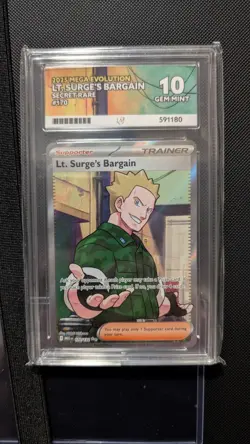 Pokemon TCG Mega Evolution Lt. Surge's Bargain Card 170/132 Ace 10 Gem Mint - Image 1