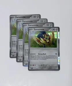 Pokemon TCG Destined Rivals Zamazenta Holo Rare 146/182 x4 Playset - Image 1