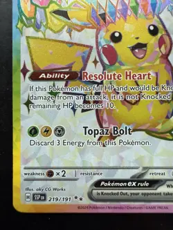 Pokemon Pikachu ex Ultra Rare Full Art Holo 219/191 Sv08 Surging Sparks (NM) - Image 4
