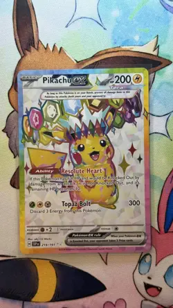 Pokemon Pikachu ex Ultra Rare Full Art Holo 219/191 Sv08 Surging Sparks NM - Image 1