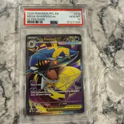 2025 POKEMON PFL EN-PHANTASMAL FLAMES ULTRA RARE #113 MEGA SHARPEDO EX PSA 10 - Image 1