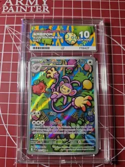 Pokemon-Ambipom 107/094-Phantasmal Flames-IR-ACE 10 GEM MINT PERFECT SUBGRADES - Image 1