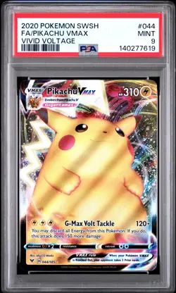 2020 POKEMON SWORD & SHIELD VIVID VOLTAGE #044 FA/PIKACHU VMAX PSA 9 - Image 1