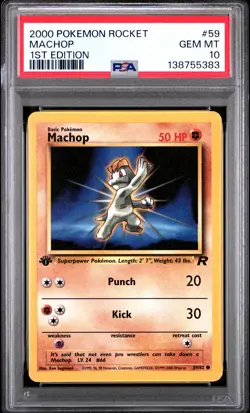 2000 POKEMON ROCKET 1ST ED #59 MACHOP PSA 10 - Image 1