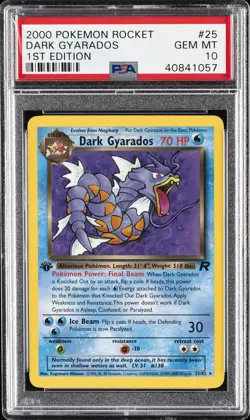 2000 POKEMON ROCKET 1ST EDITION #25 DARK GYARADOS PSA 10 - Image 1