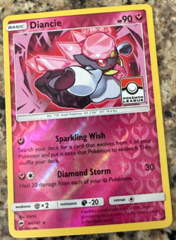 Diancie 94/147 Holo Rare Pokemon League Stamp Promo Burning Shadows SM Pokemon - Image 1