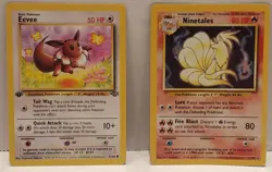 Eevee 51/64 Common Jungle Pokemon 1st Edition LP and Ninetails Base Set MP - Image 1