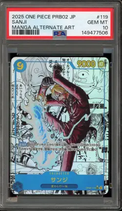 One Piece CCG Sanji PRB02 Japanese Manga Alternate Art OP06-119 PSA 10 Gem Mint - Image 1