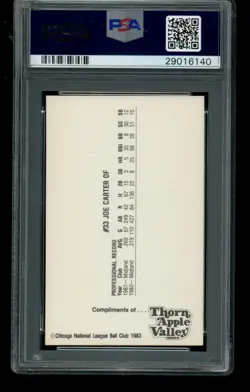 Joe Carter - 1983 Thorn Apple Valley Cubs Apple Valley - PSA 9 MINT - Image 2