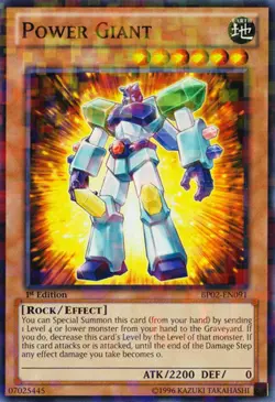 Yugioh! LP Power Giant - BP02-EN091 - Mosaic Rare - 1st Edition Lightly Played, - Image 1