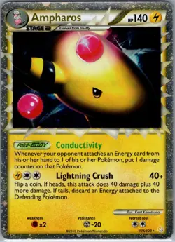 Ampharos (Prime) 105/123 Holo HeartGold SoulSilver - Pokemon Card - LP - Image 1