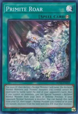 Yugioh! LP Primite Roar - ROTA-EN059 - Super Rare - 1st Edition Lightly Played, - Image 1