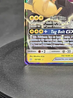 Pokemon TCG Pikachu & Zekrom GX 33/181 Tag Team Sun & Moon Rare Card - Image 4