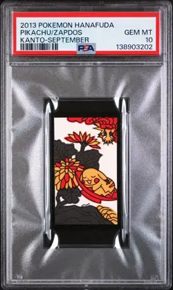 2013 POKEMON HANAFUDA KANTO SEPTEMBER PIKACHU/ZAPDOS PSA 10 - Image 1
