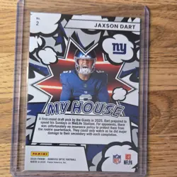 2025 Panini Donruss Optic Rookie my house Insert Jaxson Dart #2 Giants NFL Card - Image 2