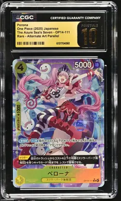 ONE PIECE Perona OP14-111 ALT ART JP CGC PRISTINE 10 BLACK LABEL POP 1 WAIFU - Image 1