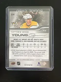 2025-26 Upper Deck Series 1 - Young Guns Matthew Wood #228 (RC) - Image 2
