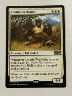Magic the gathering Leonin Warleader #23 Core Set 2019 Regular Rare LP mtg - Image 1