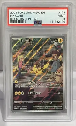PSA 9 Pikachu 173 English Pokemon 151 2023 Illustration Rare - Image 1