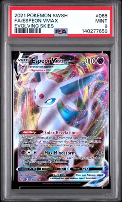 2021 POKEMON SWORD & SHIELD EVOLVING SKIES #065 FA/ESPEON VMAX PSA 9 - Image 1