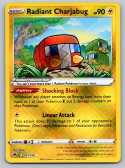 Radiant Charjabug 051/159 Radiant Rare Crown Zenith Pokemon Near Mint - Image 1