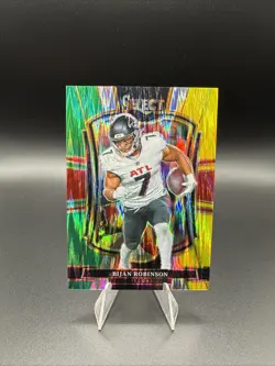 Bijan Robinson: 2025 Select Football -Green & Yellow Shock #148 -Falcons - Image 1
