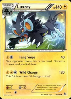 Pokemon Luxray XY - Flashfire 34/106 Light Play LP+ or Better - Image 1