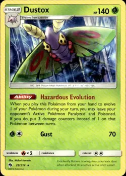 Pokemon Dustox SM - Lost Thunder 28/214 Light Play LP+ or Better - Image 1