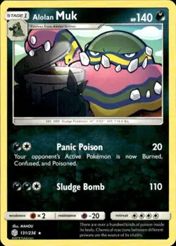 Pokemon Alolan Muk SM - Cosmic Eclipse 131/236 Light Play LP+ or Better - Image 1