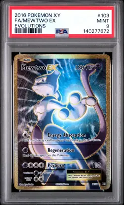 2016 POKEMON XY EVOLUTIONS #103 FA/MEWTWO EX PSA 9 - Image 1
