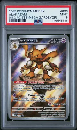 PSA 9 Alakazam MEP 009 Pokemon Center Stamped Holo Promo Card - Mint - Image 1