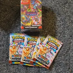 Pokemon Prismatic Evolutions Phantasmal Flames Booster Bundle Box 4 Sealed Packs - Image 1