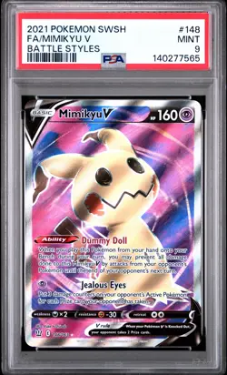 2021 POKEMON SWORD & SHIELD BATTLE STYLES #148 FA/MIMIKYU V PSA 9 - Image 1