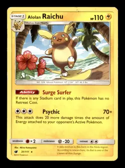 Alolan Raichu 31/111 Non Holo Rare Pokemon Sun & Moon Crimson Invasion - Image 1