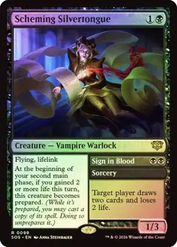 MTG Secrets of Strixhaven Scheming Silvertongue / Sign in Blood Foil 0099 - Image 1