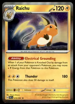 Raichu 019/091 Rare Paldean Fates Pokemon Holo Lightly Played - Image 1