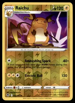 Raichu 050/195 Uncommon Silver Tempest Pokemon Reverse Holo Lightly Played - Image 1