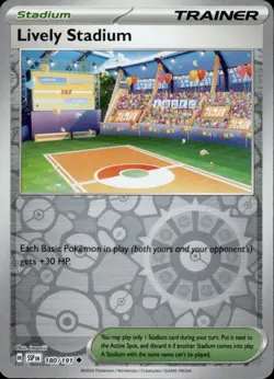 Pokemon Surging Sparks Reverse Holo 180/191 Lively Stadium - Image 1