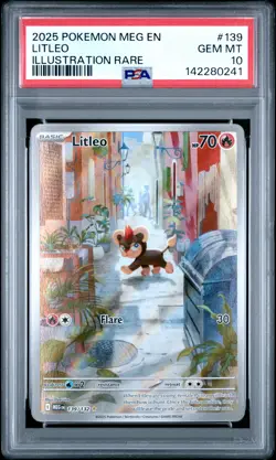 2025 POKEMON MEG EN-MEGA EVOLUTION ILLUSTRATION RARE #139 LITLEO PSA 10 - Image 1