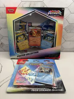Pokemon Prismatic Evolutions Poster Collection Vaporeon 3 Pack Blister Bundle 💎 - Image 1