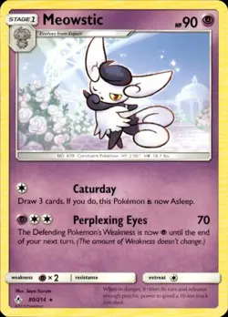 Pokemon Meowstic SM - Unbroken Bonds 80/214 Light Play LP+ or Better - Image 1
