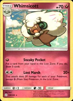 Pokemon Whimsicott SM - Cosmic Eclipse 148/236 Light Play LP+ or Better - Image 1