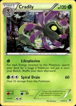 Pokemon Cradily Plasma Blast 4/101 Light Play LP+ or Better - Image 1