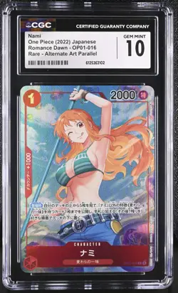 One Piece Japanese Nami OP01-016 Romance Dawn Alternate Art CGC 10 - Image 1
