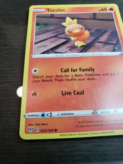 Pokemon TCG Common Torchic 22/189 S&S Darkness Ablaze card NM Condition 2020 - Image 2
