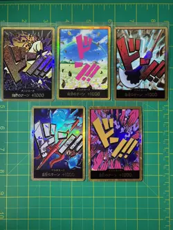 Japanese One Piece TCG PRB-01 Gold DON Card Lot (5) - Lucci, Rebecca, Hody, etc - Image 1