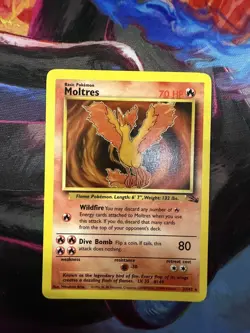 Moltres 27/62 1999 Pokemon TCG Fossil Set Non Holo Rare Card Vintage WOTC NM - Image 1